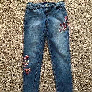 Bandolino Denim Skinny Jeans with Floral Embroidery